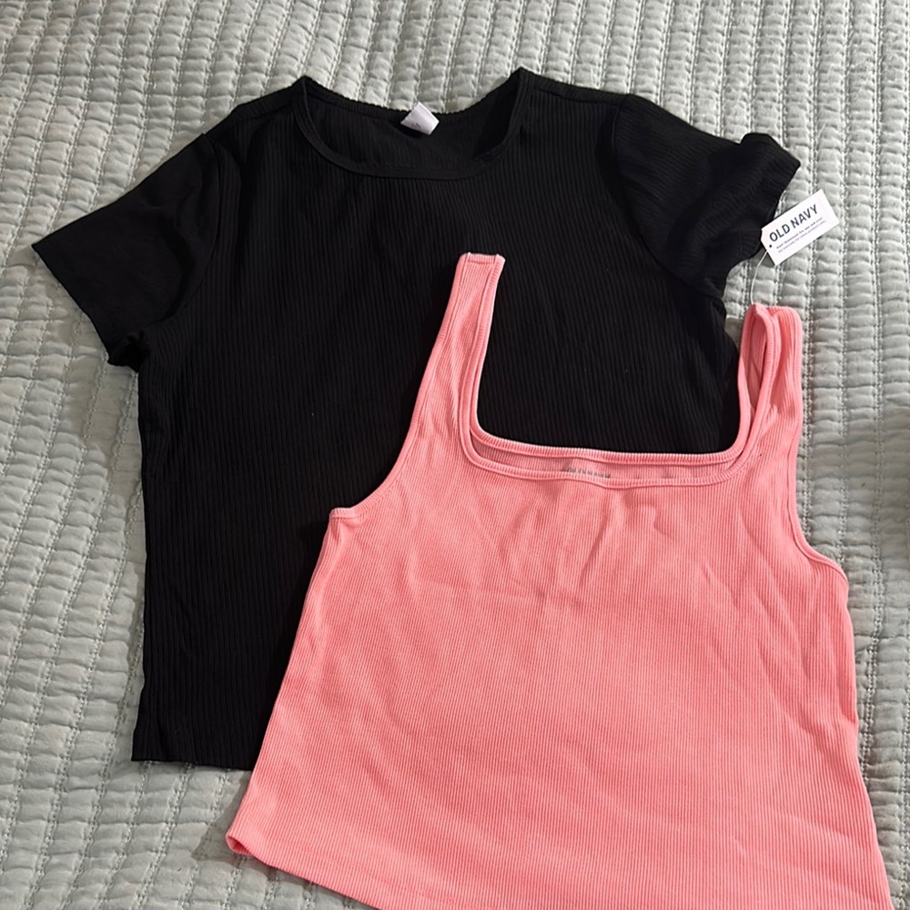 Old Navy Bundle Rib-Knit Crop T-shirt and Tank size L
